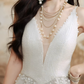 Pretty Homecoming Dress V Neck Tulle Pearl Prom Dress Back to School Outfits Party Dress  D6159