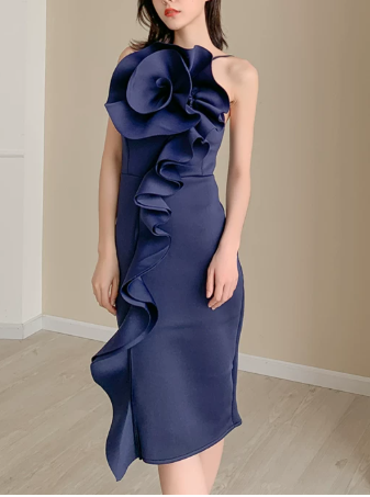 Elegant Homecoming Dress Asymmetic Flowers Prom Dress Back to School Outfits Party Dress  D6160