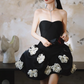 Fashionable Homecoming Dress Strapless Flowers Tulle Prom Dress Back to School Outfits Party Dress  D6166
