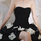 Fashionable Homecoming Dress Strapless Flowers Tulle Prom Dress Back to School Outfits Party Dress  D6166
