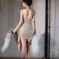 Shimmering Homecoming Dress Strapless Sequins Prom Dress Back to School Outfits Party Dress  D6168