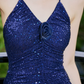 Charming Homecoming Dress Spaghetti Straps Fold Sequins High-Slit Prom Dress Back to School Outfits Party Dress  D6170