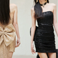 New Homecoming Dress Strapless Sequins Bowknot Prom Dress Back to School Outfits Party Dress  D6172
