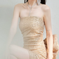 New Homecoming Dress Strapless Sequins Bowknot Prom Dress Back to School Outfits Party Dress  D6172