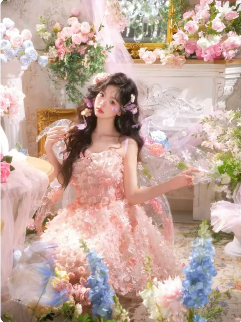 Cute Homecoming Dress Strapless Flowers Tulle Prom Dress Back to School Outfits Party Dress  D6173