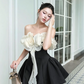Charming Homecoming Dress Strapless Flower Prom Dress Back to School Outfits Party Dress  D6197
