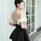 Charming Homecoming Dress Strapless Flower Prom Dress Back to School Outfits Party Dress  D6197
