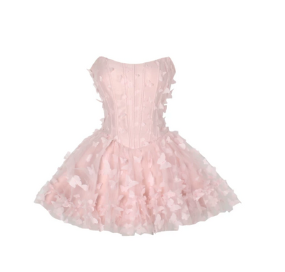 Elegant Homecoming Dress Strapless Cascade Butterfly Prom Dress Back to School Outfits Party Dress  D6205