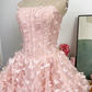 Elegant Homecoming Dress Strapless Cascade Butterfly Prom Dress Back to School Outfits Party Dress  D6205