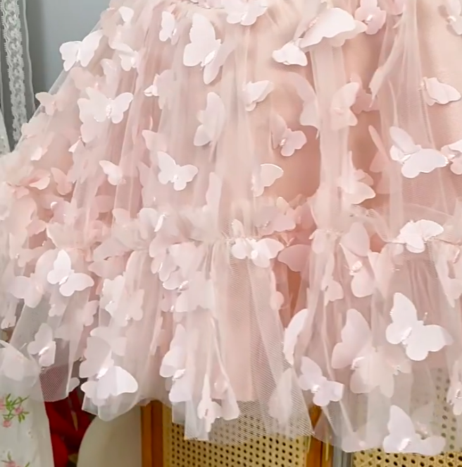 Elegant Homecoming Dress Strapless Cascade Butterfly Prom Dress Back to School Outfits Party Dress  D6205