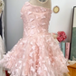 Elegant Homecoming Dress Strapless Cascade Butterfly Prom Dress Back to School Outfits Party Dress  D6205