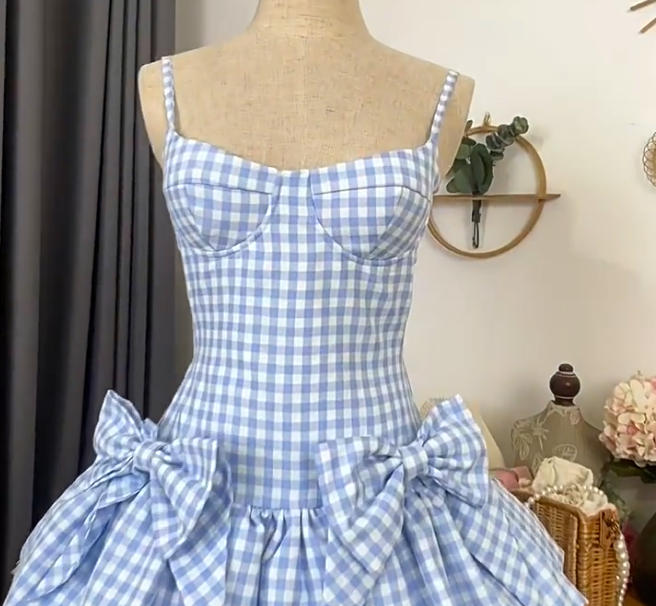 Simple Homecoming Dress Spaghetti Strap Bowknot Lace Prom Dress Back to School Outfits Party Dress  D6206