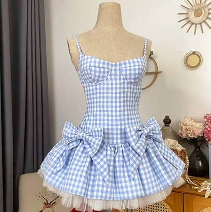 Simple Homecoming Dress Spaghetti Strap Bowknot Lace Prom Dress Back to School Outfits Party Dress  D6206