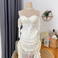 New Homecoming Dress Sweetheart Hi-Lo Pearl Lace Prom Dress Back to School Outfits Party Dress  D6196
