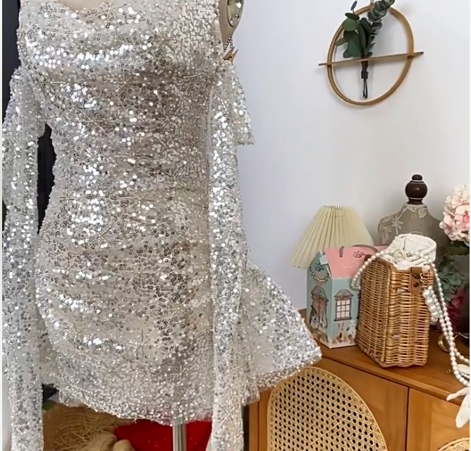 Pretty Homecoming Dress Strapless Sequin Prom Dress Back to School Outfits Party Dress  D6200