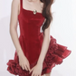Pretty Homecoming Dress Spaghetti Strap Flower Cascade Prom Dress Back to School Outfits Party Dress  D6201
