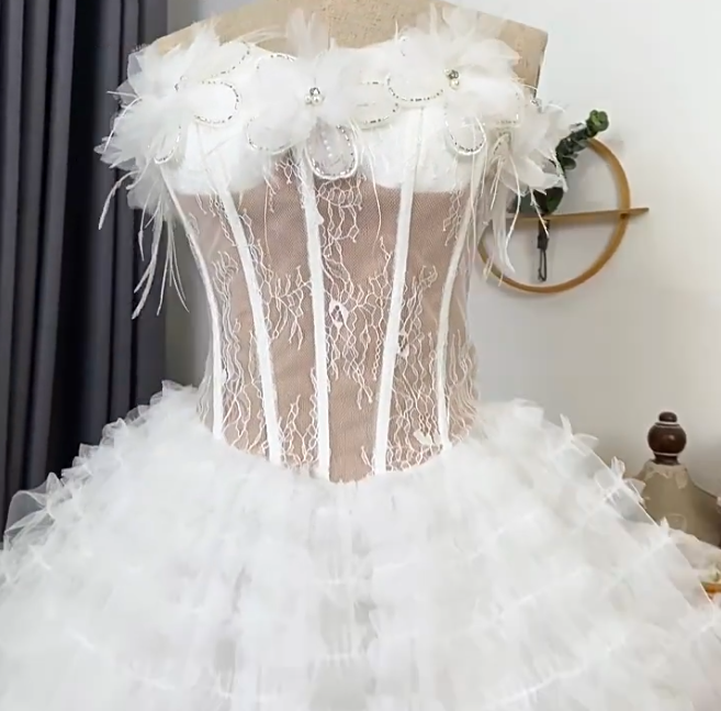 Chic Homecoming Dress Sweetheart Lace Cascade Prom Dress Back to School Outfits Party Dress  D6207