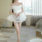 New Homecoming Dress Off the Shoulder Lace Cascade Prom Dress Back to School Outfits Party Dress  D6210