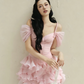 New Homecoming Dress Spaghetti Strap Tulle Cascade Prom Dress Back to School Outfits Party Dress  D6212