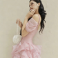 New Homecoming Dress Spaghetti Strap Tulle Cascade Prom Dress Back to School Outfits Party Dress  D6212
