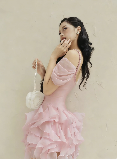 New Homecoming Dress Spaghetti Strap Tulle Cascade Prom Dress Back to School Outfits Party Dress  D6212