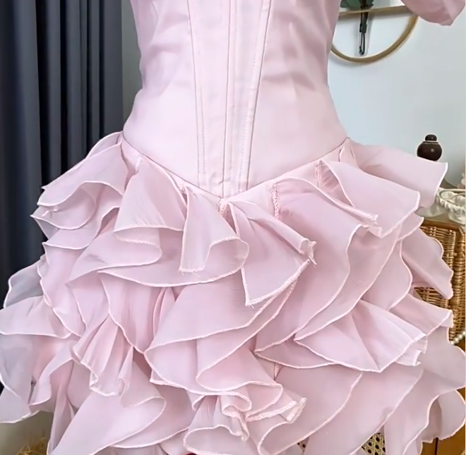 New Homecoming Dress Spaghetti Strap Tulle Cascade Prom Dress Back to School Outfits Party Dress  D6212