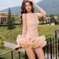 New Homecoming Dress Spaghetti Strap Cascade Prom Dress Back to School Outfits Party Dress  D6214