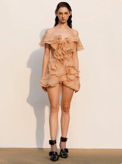 New Homecoming Dress Off the Shoulder Flouncing Cascade Prom Dress Back to School Outfits Party Dress  D6218