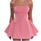 Simple Homecoming Dress Spaghetti Strap Pleated Prom Dress Back to School Outfits Party Dress  D6219