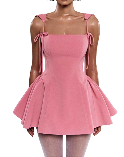 Simple Homecoming Dress Spaghetti Strap Pleated Prom Dress Back to School Outfits Party Dress  D6219