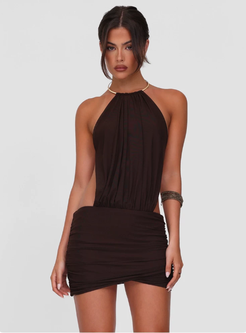 Simple Homecoming Dress Halter Pleated Prom Dress Back to School Outfits Party Dress  D6220