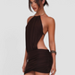 Simple Homecoming Dress Halter Pleated Prom Dress Back to School Outfits Party Dress  D6220