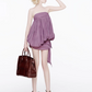 Cute Homecoming Dress Strapless Bowknot Pleated Prom Dress Back to School Outfits Party Dress  D6223