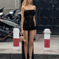 Charming Homecoming Dress Strapless Lace Hi-Lo Prom Dress Back to School Outfits Party Dress  D6232