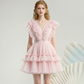 Sweet Homecoming Dress V Neck Lace Cascade Prom Dress Back to School Outfits Party Dress  D6239