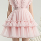 Sweet Homecoming Dress V Neck Lace Cascade Prom Dress Back to School Outfits Party Dress  D6239