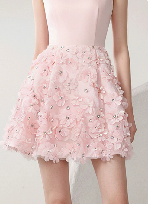 Elegant Homecoming Dress Jewel Flower Beaded Prom Dress Back to School Outfits Party Dress  D6242