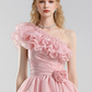 Charming Homecoming Dress One Shoulder Flouncing Flower Pleated Prom Dress Back to School Outfits Party Dress  D6246