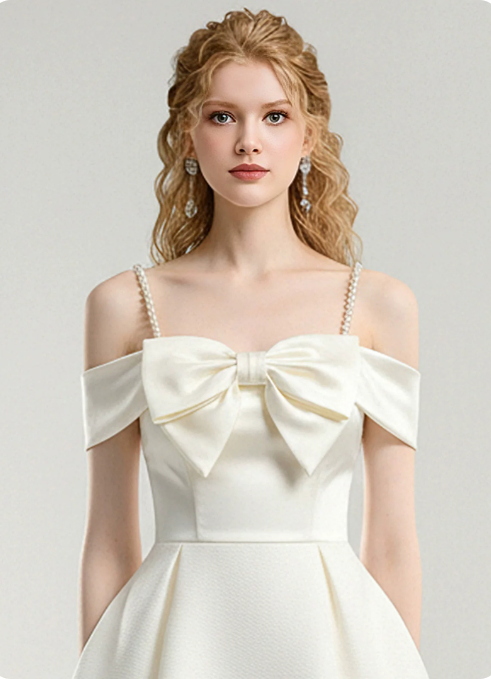 New Homecoming Dress Spqghetti Strap Bowknot Prom Dress Back to School Outfits Party Dress  D6247