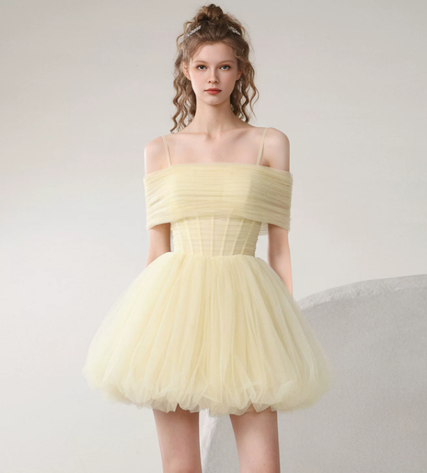 Sweet Homecoming Dress Spaghetti Strap Tulle Prom Dress Back to School Outfits Party Dress  D6250