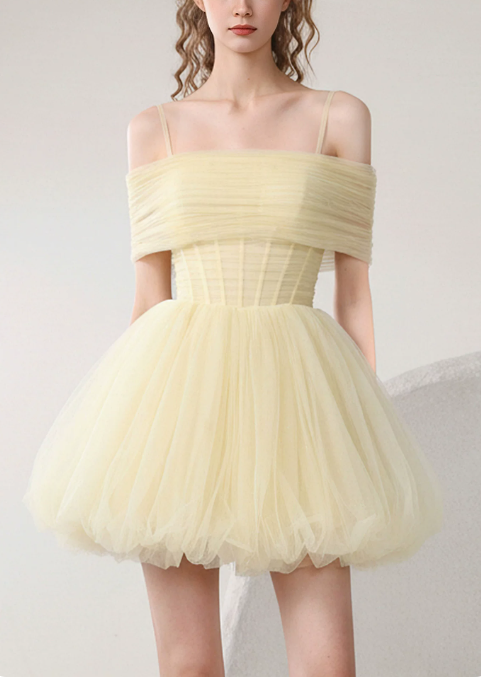 Sweet Homecoming Dress Spaghetti Strap Tulle Prom Dress Back to School Outfits Party Dress  D6250