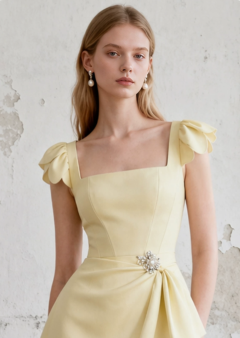 Sweet Homecoming Dress Square Rinestone Pleated Prom Dress Back to School Outfits Party Dress  D6251