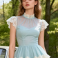 Stunning Homecoming Dress High Collar Lace Cascade Prom Dress Back to School Outfits Party Dress  D6252
