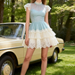 Stunning Homecoming Dress High Collar Lace Cascade Prom Dress Back to School Outfits Party Dress  D6252