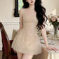 New Homecoming Dress Spaghetti Strap Lace Applique Prom Dress Back to School Outfits Party Dress  D6257