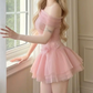 Sweet Homecoming Dress One Shoulder Flower Tulle Prom Dress Back to School Outfits Party Dress  D6260