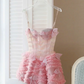 Sweet Homecoming Dress Spaghetti Strap Tulle Bowknot Rinestone Prom Dress Back to School Outfits Party Dress  D6269