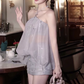Pretty Homecoming Dress Halter Tulle Beaded Prom Dress Back to School Outfits Party Dress  D6275
