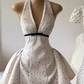 Simple Homecoming Dress Halter Pleated Prom Dress Back to School Outfits Party Dress  D6284