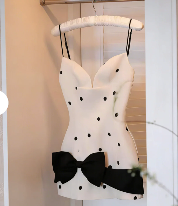 Simple Homecoming Dress Spaghetti Strap Bowknot Prom Dress Back to School Outfits Party Dress  D6285